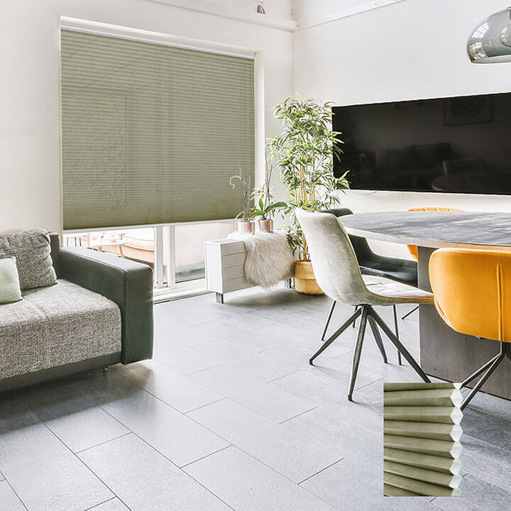 草綠標準型單循環半透光蜂巢簾 (Avocado)