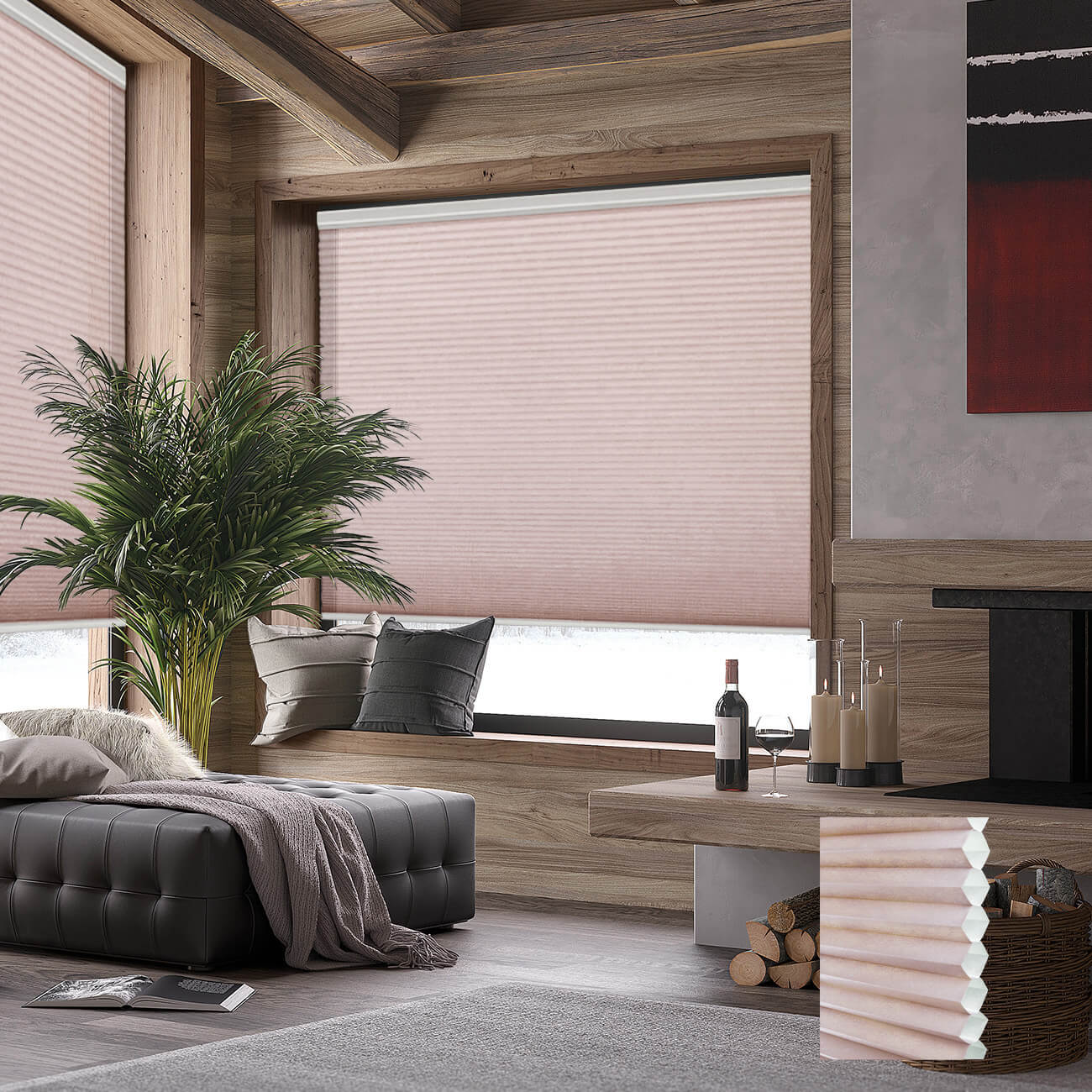 甜粉標準型單循環半透光蜂巢簾 (Roseate)