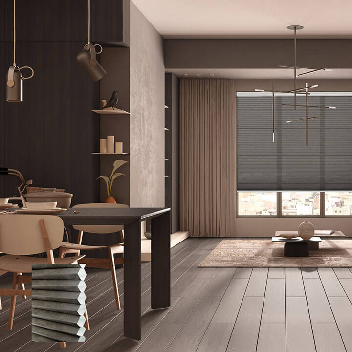 無菸煤標準型單循環半透光蜂巢簾 (Anthracite)