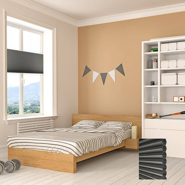 無菸煤雙循環上下開合遮光蜂巢簾 (Anthracite)