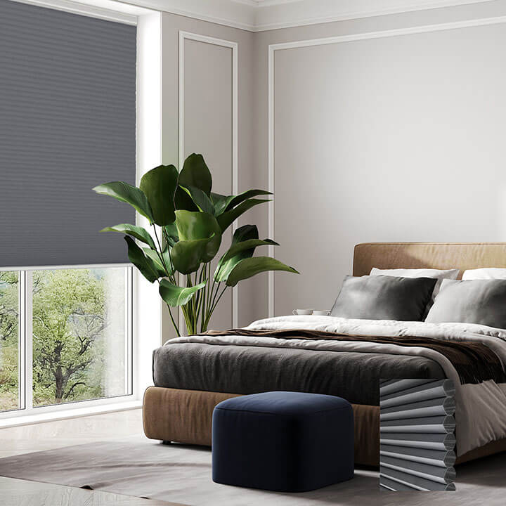 灰藍標準型單循環遮光蜂巢簾 (Royal Gray)