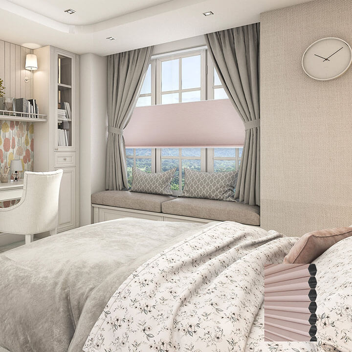 甜粉雙循環上下開合遮光蜂巢簾 (Roseate)