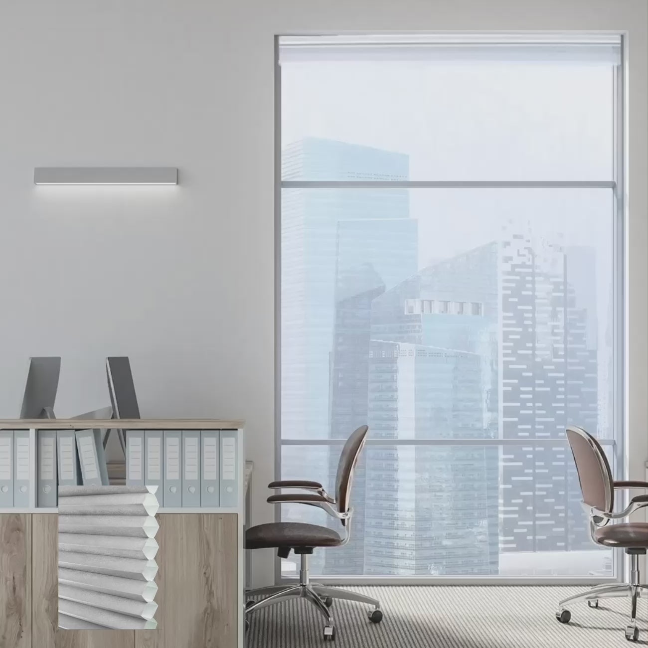 亮灰雙循環上下開合半透光蜂巢簾 (Gray Sheen)