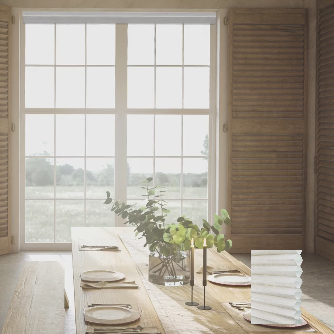 淺粉標準型單循環半透光蜂巢簾 (White Dove)